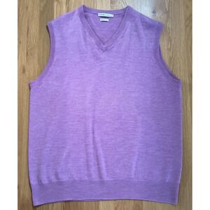Peter Millar Merino Wool Sweater Vest Men's L Purple V-Neck Golf Italian Wool